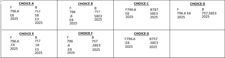Classification Selections